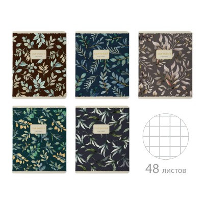 Тетрадь 48 листов А5 клетка Floral pattern матовая ламинация софт-тач, фольга золото, 70г/м2 7-48-1371 Bruno Visconti 5/60