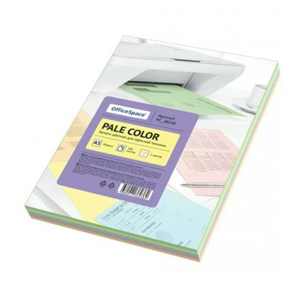 Бумага для ксерокса цветная А5 100 листов 80г/м2 5 цветов Pale Color PC_38236 OfficeSpace  315733