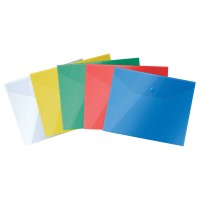 Папка конверт на кнопке А5 190х240мм 150мкм прозрачная, ассорти ММ-31908 Стамм 10/100 375078
