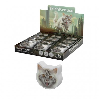 Ластик резиновый 25,6х25,3х7мм Big City Cats 63061 ErichKrause 24/576