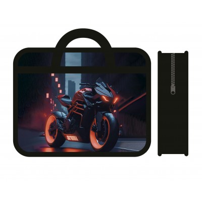 Папка на молнии А4 33х26см пластиковая с ручками Super bike широкая, расширение 12см ПМ-А4-251 Пчелка