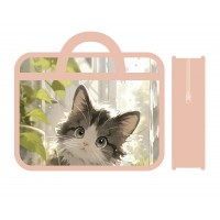 Папка на молнии А4 33х26см пластиковая с ручками Милый котик широкая, расширение 12см ПМ-А4-251 Пчелка