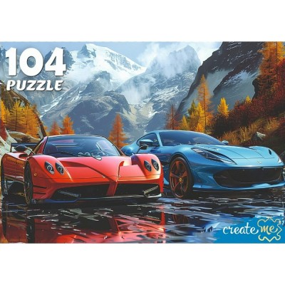 Рыжий кот Пазл 104  Два авто на фоне гор Ф104-4533 Россия
