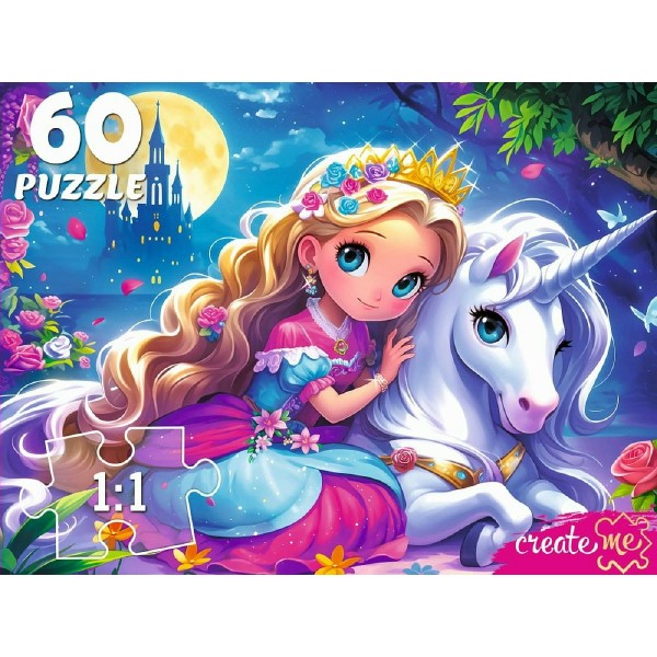 Рыжий кот Пазл 60  Аниме - принцесса с единорогом Ф60-4525 Россия