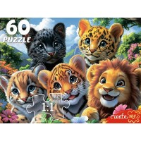 Рыжий кот Пазл 60  Веселое селфи диких кошек Ф60-4526 Россия