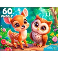Рыжий кот Пазл 60 Олененок и сова Ф60-5991 Россия Рыжий кот Пазл 60 Олененок и сова Ф60-5991 Россия