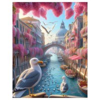 Картина по номерам холст на подрамнике 40х50 Чайки Венеции 30 цветов ХК-5240 Рыжий кот