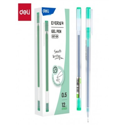 Ручка гелевая Every зеленая 0,7мм прозрачный матовый корпус 2053157 Deli  EG67-GN