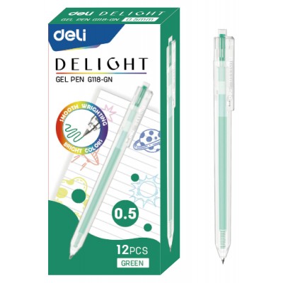 Ручка гелевая автоматическая Delight зеленая 0,5мм 1657528 Deli  EG118-GN