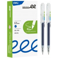 Ручка гелевая автоматическая синяя 0,5мм прозрачный корпус 2053145 Deli  EG05-BL