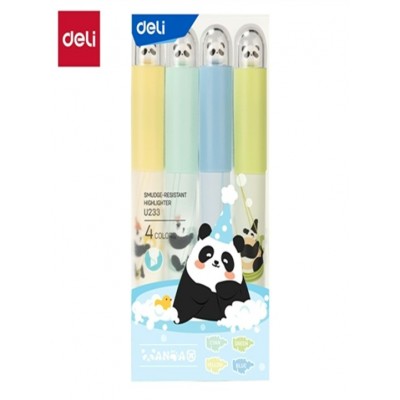 Маркер текстовой Набор 4 цвета Panda 1-4мм скошенный  Deli 24/144 EU233