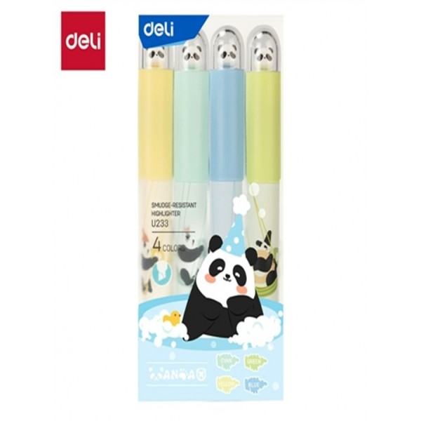Маркер текстовой Набор 4 цвета Panda 1-4мм скошенный  Deli 24/144 EU233