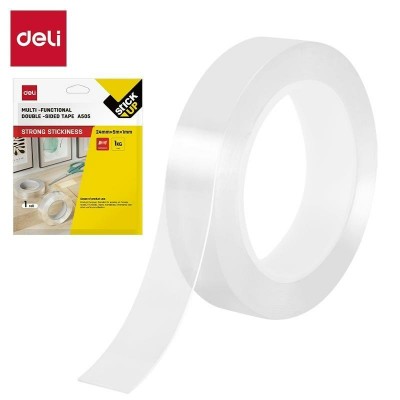 Скотч двусторонний 24мм х5м Нано скотч многофункциональный  Deli  EA505