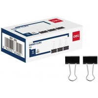 Зажим для бумаг 19мм 12шт черный 2052841 Deli  EZ65