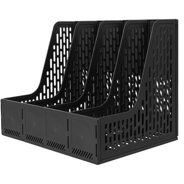 Лоток вертикальный 4 секции сборный 325х257х275мм черный 2053191 Deli  E9844-BK