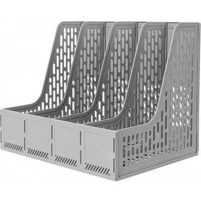 Лоток вертикальный 4 секции сборный 325х257х275мм серый 2053193 Deli  E9844-GREY