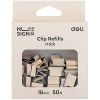 Зажим для бумаг 16мм 50шт для клиппера Nusign белый  Deli  NS086-WHITE