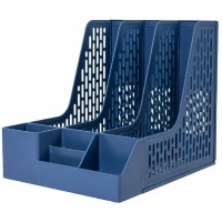 Лоток вертикальный 3 секции сборный 253х320х275мм синий  Deli  E9847-BL