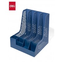 Лоток вертикальный 4 секции сборный 325х320х275мм синий 2053197 Deli  E9849-BL