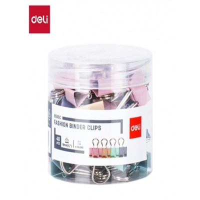 Зажим для бумаг 19мм 40шт пастельные цвета, ассорти  Deli  E8555C