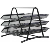 Лоток горизонтальный 350х278х275мм 3 разделителя, черный, металлический  Deli  E9181