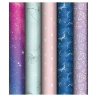 MESHU/Бумага упаковочная. Brilliant effect/70 х 100 см/MS_55008/ассорти 5 дизайнов