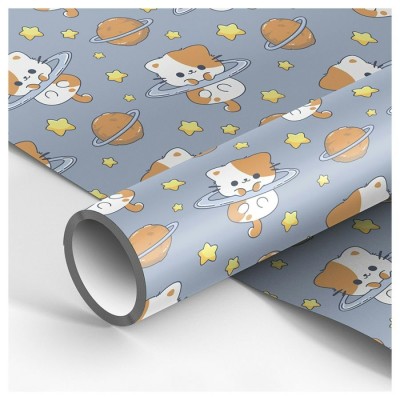 MESHU/Бумага упаковочная. Space kitten/70 х 100 см/MS_62840/