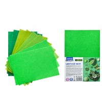 Фетр Набор 8 листов 8 цветов А4, толщина 1мм зеленый М-12110 Mazari