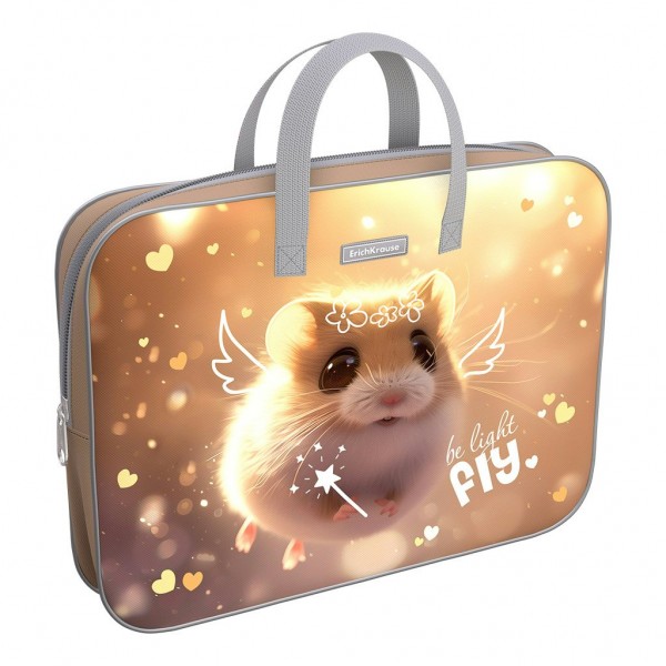 Папка на молнии А4+ 36х29см текстиль Fluffy с ручками, расширение 7см 62913 ErichKrause