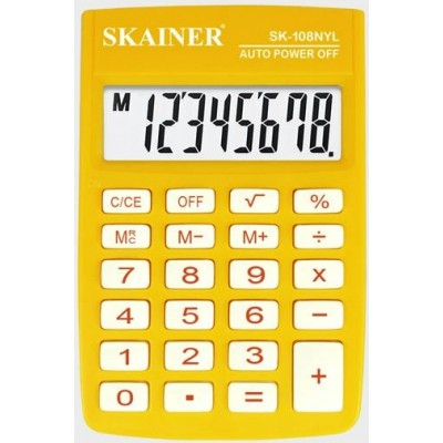 Калькулятор 8-разрядный 58x88x10мм желтый, карманный SK-108NYL Skainer  030/20003