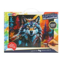 Картина по номерам холст на подрамнике 30х40 Волк черный холст CANV30X40-BLACK-123203 МультиАрт