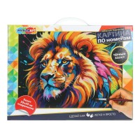 Картина по номерам холст на подрамнике 30х40 Лев черный холст CANV30X40-BLACK-123213 МультиАрт