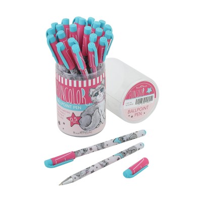 Ручка шариковая HappyWrite FunColor Кошка синяя 0,5мм 20-0215/68 Bruno Visconti 24/288