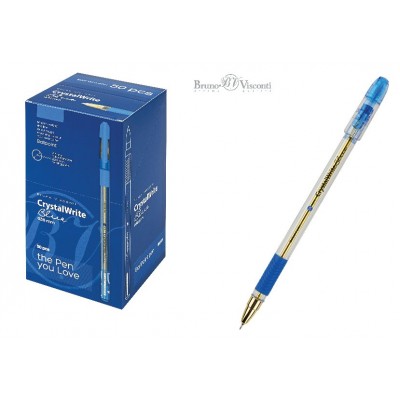 Ручка шариковая CrystalWrite синяя 0,38мм 20-0404/01 Bruno Visconti 50/600