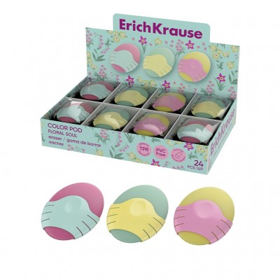 Ластик резиновый Color Pod Floral Soul в пластиковом футляре 63066 ErichKrause 24/576