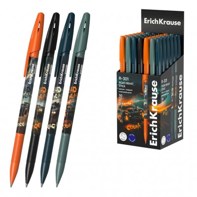 Ручка шариковая R-301 Stick Road Beast синяя  0,7мм 63074 ErichKrause 50/400/3200