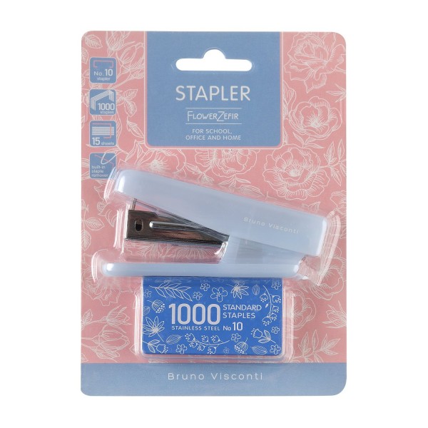 Степлер №10 FlowerZefir + 1000 скоб блистер 46-0004 Bruno Visconti 12/144