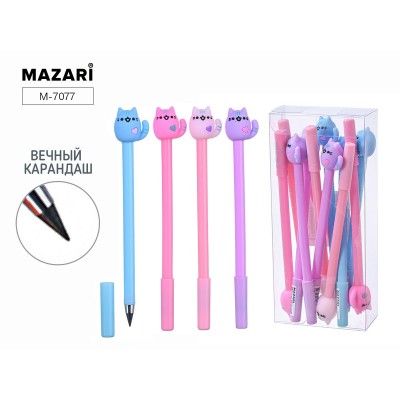 Карандаш чернографитный Вечный Котики цветной корпус ассорти М-7077 Mazari 12/144