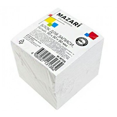 Блок бумажный 90х90х90мм белый 60г/м2 М-16725 Mazari