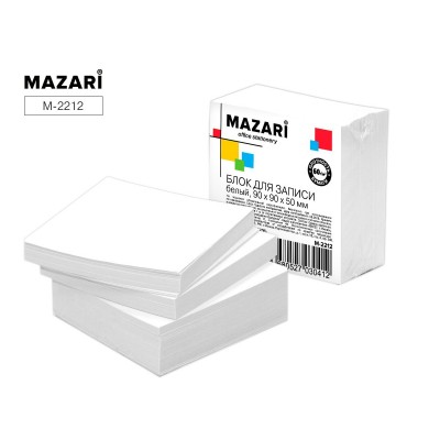 Блок бумажный 90х90х50мм белый, 60г/м2 М-2212 Mazari