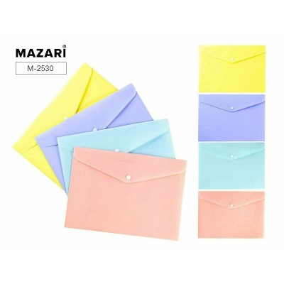 Папка конверт на кнопке 33.5х23.5см 180мкм Pastel ассорти М-2530 Mazari 12/360