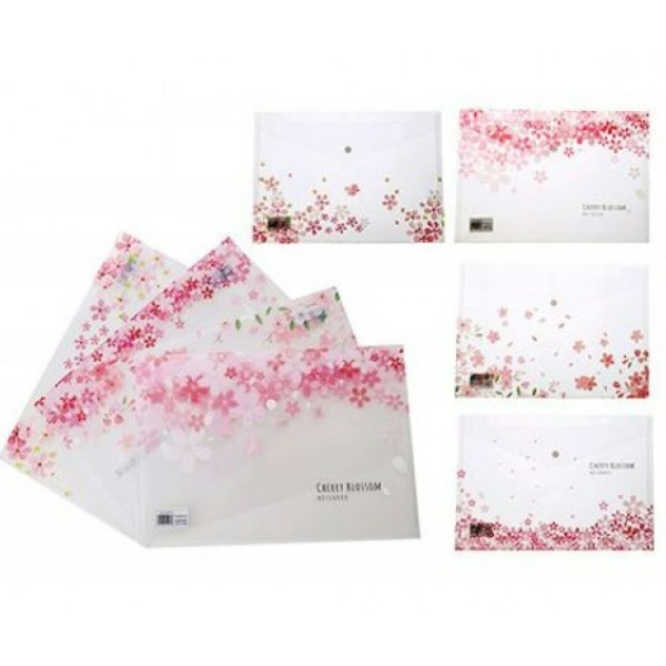 Папка конверт на кнопке 21х29.7см 170мкм Cherry blossom ассорти М-2787 Mazari 12/360