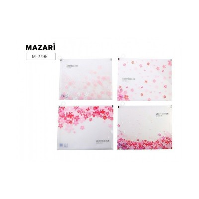 Папка на молнии 32х24,5х2,5см 170мкм Flowers ассорти М-2795 Mazari 12/360