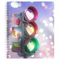 Тетрадь 80 листов А5+ клетка гребень Copybook Светофор любви фольга, выборочный твин УФ-лак 68515 Феникс 5/40