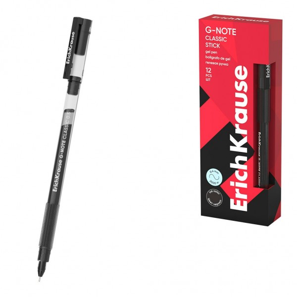 Ручка гелевая G-Note Stick Classic черная 0,5мм 63690 ErichKrause 12/144/1728 63690