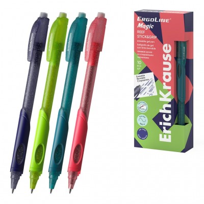 Ручка гелевая Пиши-Стирай ErgoLine® Magic Stick&Grip Reef синяя 0,5мм 63145 ErichKrause 10/120/1440 63145