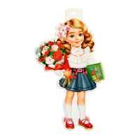 Мир открыток/Плакат вырубка. Девочка с букетом/0-35-099/ Мир открыток/Плакат вырубка. Девочка с букетом/0-35-099/