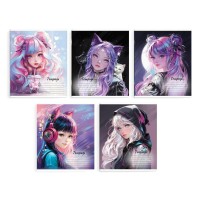 Тетрадь 18 листов А5+ клетка Очаровательные девочки выборочный УФ-лак, 60г/м2 68531 Феникс 10/160