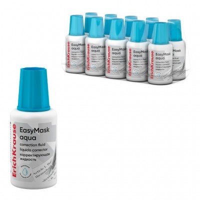 Корректор жидкость EasyMask Aqua 20мл с кисточкой, на водной основе 61926 ErichKrause 10/240