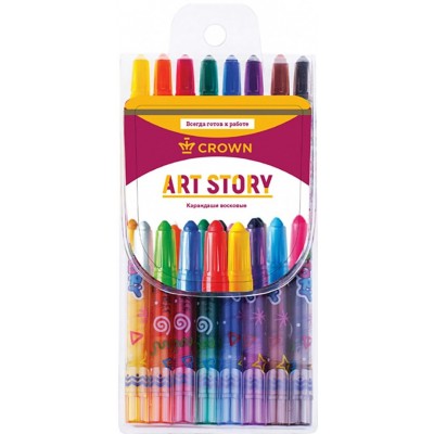 Карандаши восковые 8 цветов ArtStory выкручивающийся стержень ТР-800 Crown  225399